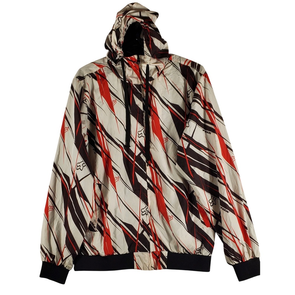 Fox Racing‎ Men's Lightweight Hooded Jacket Size M Red Black White Graphic